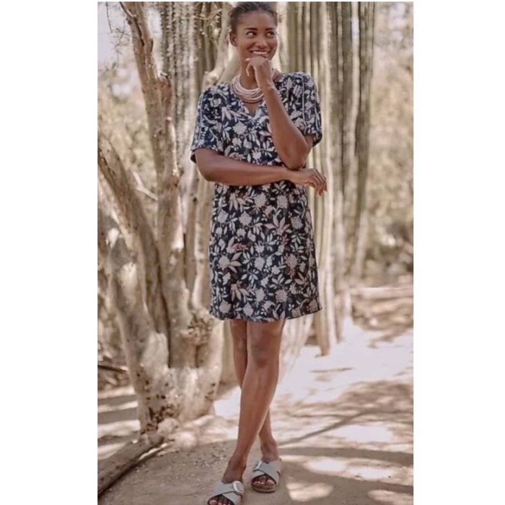 J. Jill Navy Floral Midi Dress